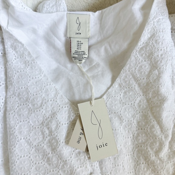 NWT women’s Joie white eyelet lace dress with mini ruffle sleeves - Picture 5 of 6